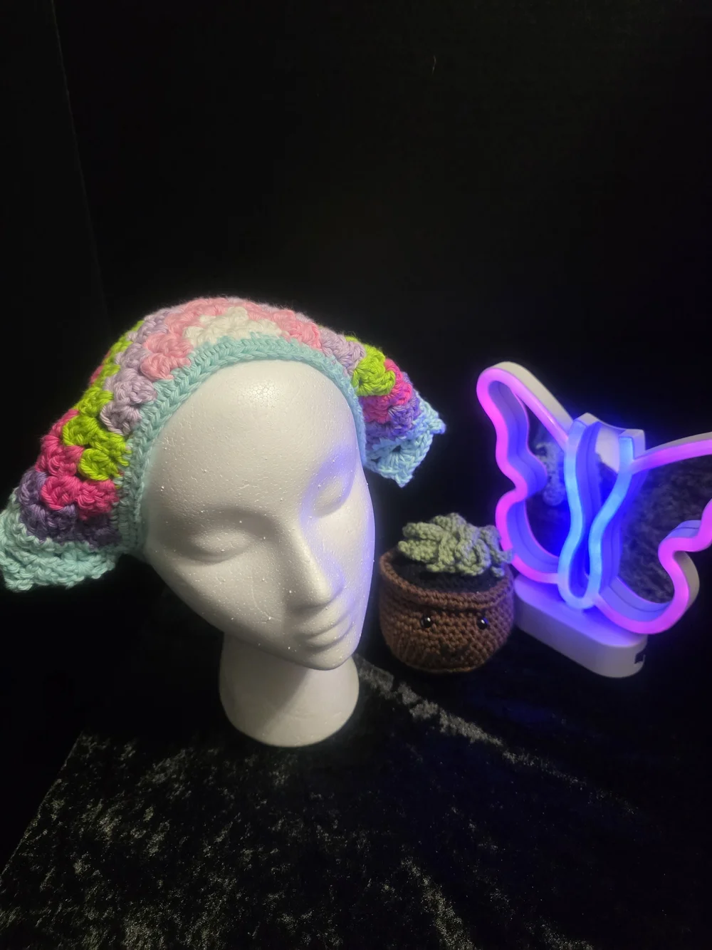 Handmade Crochet Colorful Bandana - Picture 3 of 8